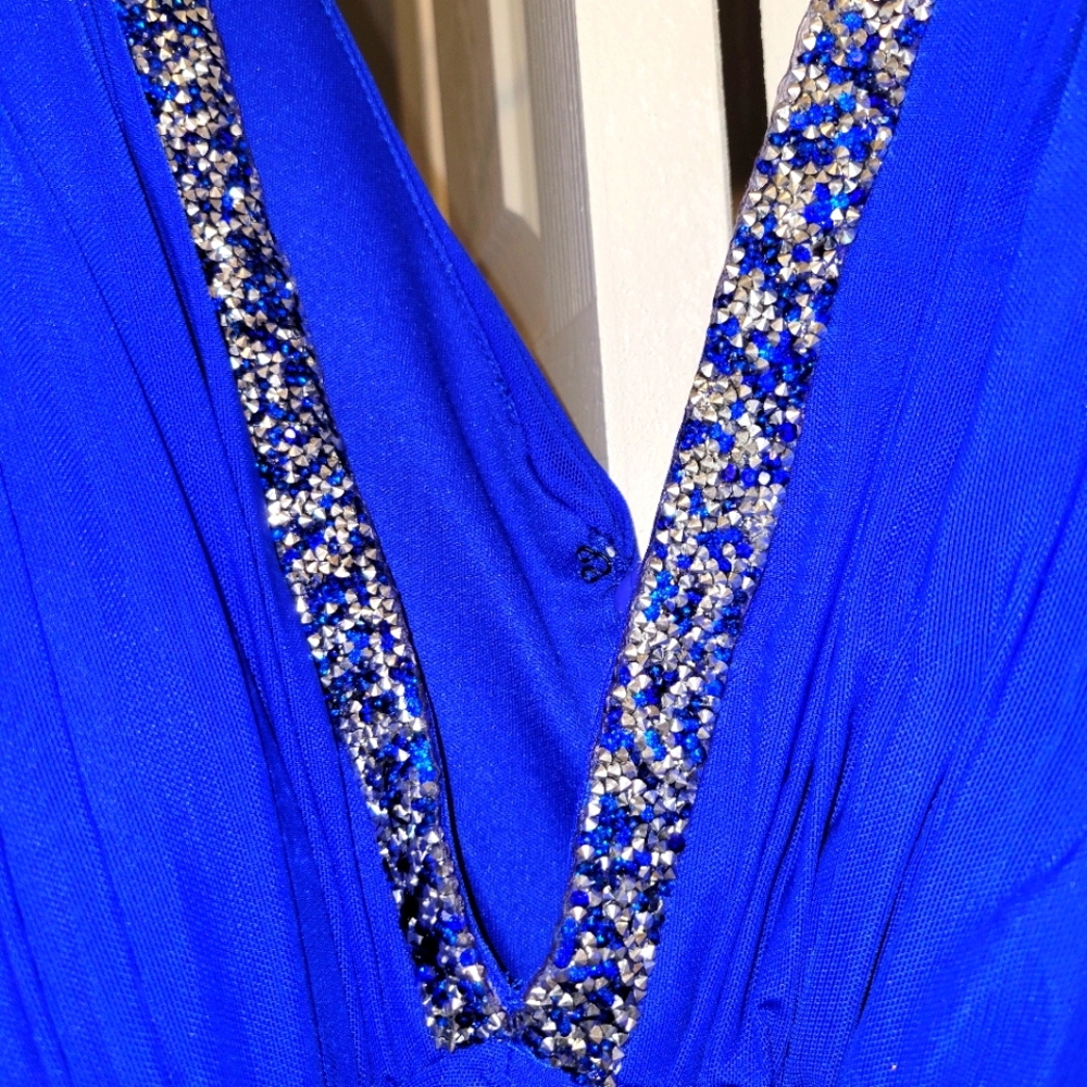 Royal Blue Dress with Beaded Trim